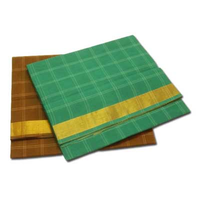 "Chettinadu Zari checks cotton sarees SLSM-52 n SLSM-53 (2 Sarees) - Click here to View more details about this Product